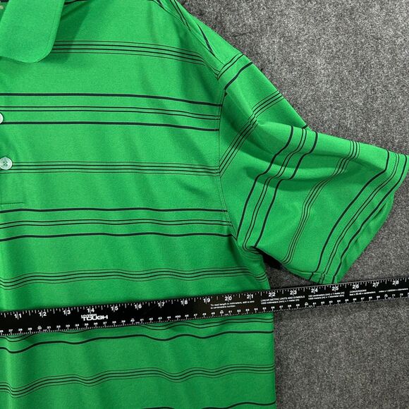 Nike Polo Shirt Men’s Extra Large Green Striped Golf Dri-Fit Performance Casual - Picture 7 of 10
